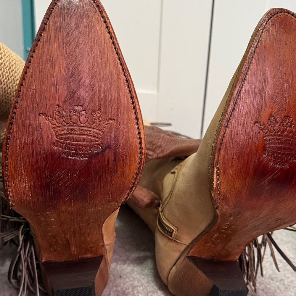 Gypsy Junkies tan fringe OTK BOOT - Picture 2 of 10